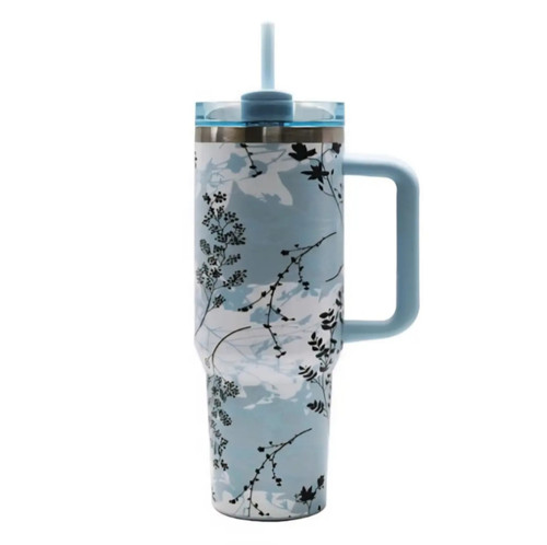 تراول ماگ مدل AMSZM طرح دسته دار گلدار گنجایش1200میل 40oz